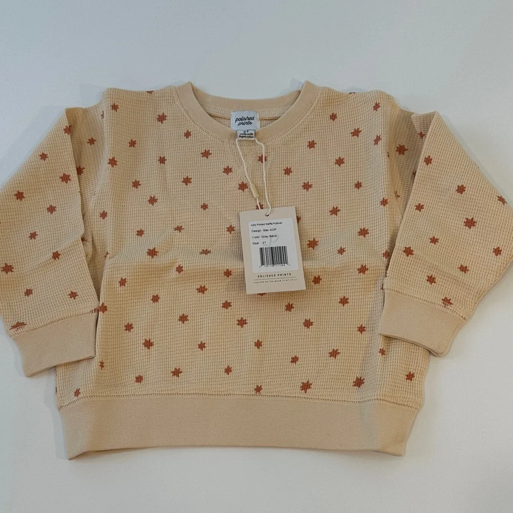 Organic Cotton Waffle‎ Knit Star Print Pullover